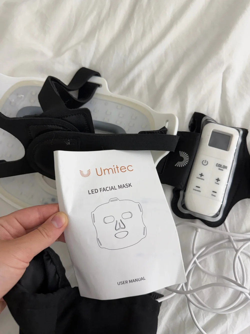 LED Facial Therapy Mask with Controller - White